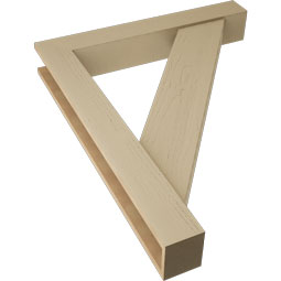 Ekena Millwork - BKTUR0554X36X44TRA05RCPR - Timberthane Faux Wood Traditional Style Bracket w/ Offset Brace, Block Ends, 5 1/2"W x 36"D x 44"H, Primed Tan