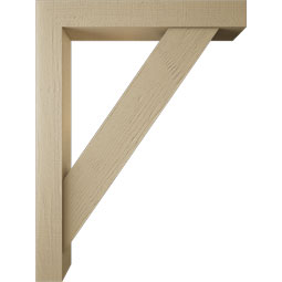 Ekena Millwork - BKTUR0554X36X48TRA05RCPR - Timberthane Faux Wood Traditional Style Bracket w/ Offset Brace, Block Ends, 5 1/2"W x 36"D x 48"H, Primed Tan