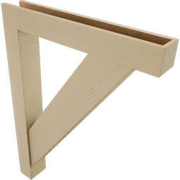 Ekena Millwork - BKTUR0554X36X48TRA05RCPR - Timberthane Faux Wood Traditional Style Bracket w/ Offset Brace, Block Ends, 5 1/2"W x 36"D x 48"H, Primed Tan