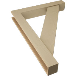 Ekena Millwork - BKTUR0554X36X48TRA05RCPR - Timberthane Faux Wood Traditional Style Bracket w/ Offset Brace, Block Ends, 5 1/2"W x 36"D x 48"H, Primed Tan