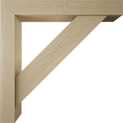 Ekena Millwork - BKTUR0554X38X38TRA05RCPR - Timberthane Faux Wood Traditional Style Bracket w/ Offset Brace, Block Ends, 5 1/2"W x 38"D x 38"H, Primed Tan