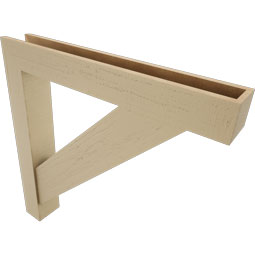 Ekena Millwork - BKTUR0554X38X38TRA05RCPR - Timberthane Faux Wood Traditional Style Bracket w/ Offset Brace, Block Ends, 5 1/2"W x 38"D x 38"H, Primed Tan