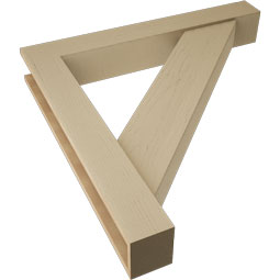 Ekena Millwork - BKTUR0554X38X38TRA05RCPR - Timberthane Faux Wood Traditional Style Bracket w/ Offset Brace, Block Ends, 5 1/2"W x 38"D x 38"H, Primed Tan