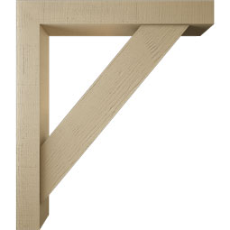 Ekena Millwork - BKTUR0554X38X44TRA05RCPR - Timberthane Faux Wood Traditional Style Bracket w/ Offset Brace, Block Ends, 5 1/2"W x 38"D x 44"H, Primed Tan