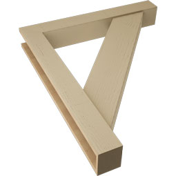 Ekena Millwork - BKTUR0554X38X44TRA05RCPR - Timberthane Faux Wood Traditional Style Bracket w/ Offset Brace, Block Ends, 5 1/2"W x 38"D x 44"H, Primed Tan