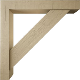 Ekena Millwork - BKTUR0554X40X40TRA05RCPR - Timberthane Faux Wood Traditional Style Bracket w/ Offset Brace, Block Ends, 5 1/2"W x 40"D x 40"H, Primed Tan