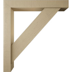 Ekena Millwork - BKTUR0554X40X44TRA05RCPR - Timberthane Faux Wood Traditional Style Bracket w/ Offset Brace, Block Ends, 5 1/2"W x 40"D x 44"H, Primed Tan