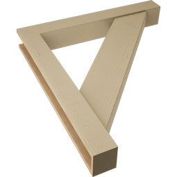 Ekena Millwork - BKTUR0554X40X44TRA05RCPR - Timberthane Faux Wood Traditional Style Bracket w/ Offset Brace, Block Ends, 5 1/2"W x 40"D x 44"H, Primed Tan