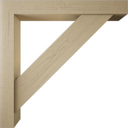 Ekena Millwork - BKTUR0554X42X42TRA05RCPR - Timberthane Faux Wood Traditional Style Bracket w/ Offset Brace, Block Ends, 5 1/2"W x 42"D x 42"H, Primed Tan