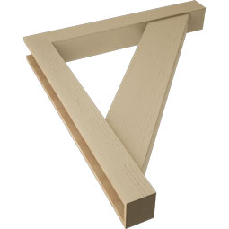 Ekena Millwork - BKTUR0554X42X48TRA05RCPR - Timberthane Faux Wood Traditional Style Bracket w/ Offset Brace, Block Ends, 5 1/2"W x 42"D x 48"H, Primed Tan