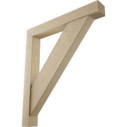 Ekena Millwork - BKTUR0554X42X48TRA05RCPR - Timberthane Faux Wood Traditional Style Bracket w/ Offset Brace, Block Ends, 5 1/2"W x 42"D x 48"H, Primed Tan