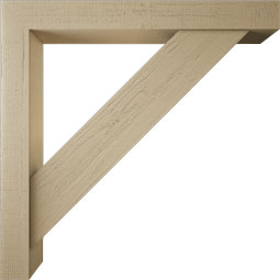 Ekena Millwork - BKTUR0554X44X44TRA05RCPR - Timberthane Faux Wood Traditional Style Bracket w/ Offset Brace, Block Ends, 5 1/2"W x 44"D x 44"H, Primed Tan