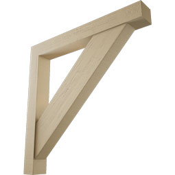 Ekena Millwork - BKTUR0554X44X44TRA05RCPR - Timberthane Faux Wood Traditional Style Bracket w/ Offset Brace, Block Ends, 5 1/2"W x 44"D x 44"H, Primed Tan
