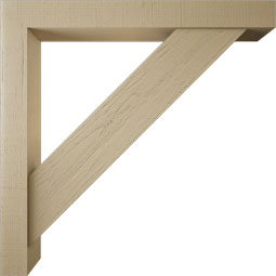 Ekena Millwork - BKTUR0554X46X46TRA05RCPR - Timberthane Faux Wood Traditional Style Bracket w/ Offset Brace, Block Ends, 5 1/2"W x 46"D x 46"H, Primed Tan