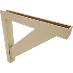 Ekena Millwork - BKTUR0554X46X46TRA05RCPR - Timberthane Faux Wood Traditional Style Bracket w/ Offset Brace, Block Ends, 5 1/2"W x 46"D x 46"H, Primed Tan
