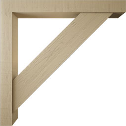 Ekena Millwork - BKTUR0554X48X48TRA05RCPR - Timberthane Faux Wood Traditional Style Bracket w/ Offset Brace, Block Ends, 5 1/2"W x 48"D x 48"H, Primed Tan