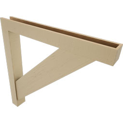 Ekena Millwork - BKTUR0554X48X48TRA05RCPR - Timberthane Faux Wood Traditional Style Bracket w/ Offset Brace, Block Ends, 5 1/2"W x 48"D x 48"H, Primed Tan