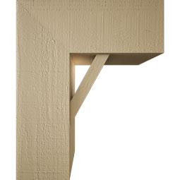 Ekena Millwork - BKTUR0756X18X22TRA05RCPR - Timberthane Faux Wood Traditional Style Bracket w/ Offset Brace, Block Ends, 7 1/2"W x 18"D x 22"H, Primed Tan
