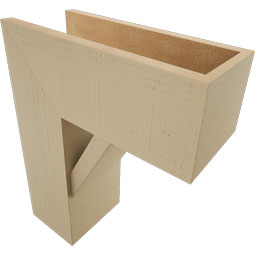 Ekena Millwork - BKTUR0756X18X22TRA05RCPR - Timberthane Faux Wood Traditional Style Bracket w/ Offset Brace, Block Ends, 7 1/2"W x 18"D x 22"H, Primed Tan