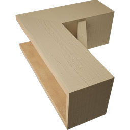 Ekena Millwork - BKTUR0756X18X22TRA05RCPR - Timberthane Faux Wood Traditional Style Bracket w/ Offset Brace, Block Ends, 7 1/2"W x 18"D x 22"H, Primed Tan