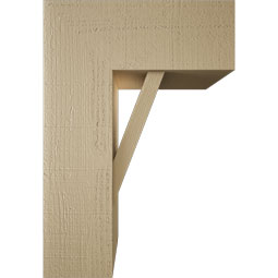 Ekena Millwork - BKTUR0756X18X26TRA05RCPR - Timberthane Faux Wood Traditional Style Bracket w/ Offset Brace, Block Ends, 7 1/2"W x 18"D x 26"H, Primed Tan