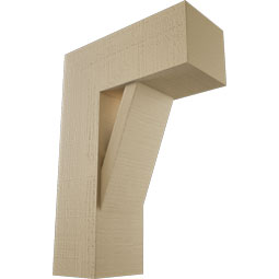 Ekena Millwork - BKTUR0756X18X26TRA05RCPR - Timberthane Faux Wood Traditional Style Bracket w/ Offset Brace, Block Ends, 7 1/2"W x 18"D x 26"H, Primed Tan