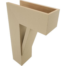 Ekena Millwork - BKTUR0756X18X30TRA05RCPR - Timberthane Faux Wood Traditional Style Bracket w/ Offset Brace, Block Ends, 7 1/2"W x 18"D x 30"H, Primed Tan