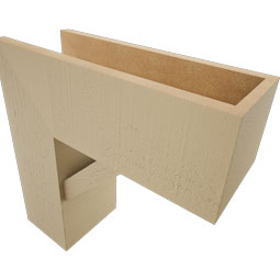 Ekena Millwork - BKTUR0756X20X20TRA05RCPR - Timberthane Faux Wood Traditional Style Bracket w/ Offset Brace, Block Ends, 7 1/2"W x 20"D x 20"H, Primed Tan