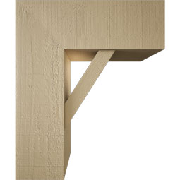 Ekena Millwork - BKTUR0756X20X24TRA05RCPR - Timberthane Faux Wood Traditional Style Bracket w/ Offset Brace, Block Ends, 7 1/2"W x 20"D x 24"H, Primed Tan