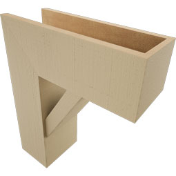 Ekena Millwork - BKTUR0756X20X24TRA05RCPR - Timberthane Faux Wood Traditional Style Bracket w/ Offset Brace, Block Ends, 7 1/2"W x 20"D x 24"H, Primed Tan