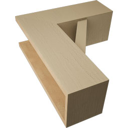 Ekena Millwork - BKTUR0756X20X24TRA05RCPR - Timberthane Faux Wood Traditional Style Bracket w/ Offset Brace, Block Ends, 7 1/2"W x 20"D x 24"H, Primed Tan