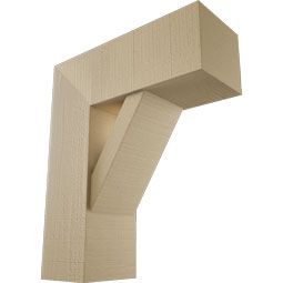Ekena Millwork - BKTUR0756X20X24TRA05RCPR - Timberthane Faux Wood Traditional Style Bracket w/ Offset Brace, Block Ends, 7 1/2"W x 20"D x 24"H, Primed Tan