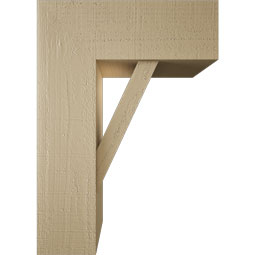 Ekena Millwork - BKTUR0756X20X28TRA05RCPR - Timberthane Faux Wood Traditional Style Bracket w/ Offset Brace, Block Ends, 7 1/2"W x 20"D x 28"H, Primed Tan
