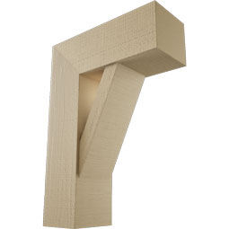 Ekena Millwork - BKTUR0756X20X28TRA05RCPR - Timberthane Faux Wood Traditional Style Bracket w/ Offset Brace, Block Ends, 7 1/2"W x 20"D x 28"H, Primed Tan