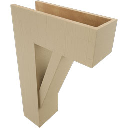 Ekena Millwork - BKTUR0756X20X32TRA05RCPR - Timberthane Faux Wood Traditional Style Bracket w/ Offset Brace, Block Ends, 7 1/2"W x 20"D x 32"H, Primed Tan