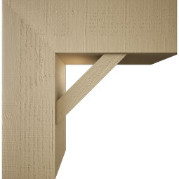 Ekena Millwork - BKTUR0756X22X22TRA05RCPR - Timberthane Faux Wood Traditional Style Bracket w/ Offset Brace, Block Ends, 7 1/2"W x 22"D x 22"H, Primed Tan
