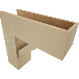 Ekena Millwork - BKTUR0756X22X22TRA05RCPR - Timberthane Faux Wood Traditional Style Bracket w/ Offset Brace, Block Ends, 7 1/2"W x 22"D x 22"H, Primed Tan