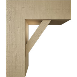 Ekena Millwork - BKTUR0756X22X26TRA05RCPR - Timberthane Faux Wood Traditional Style Bracket w/ Offset Brace, Block Ends, 7 1/2"W x 22"D x 26"H, Primed Tan