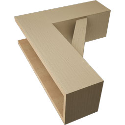Ekena Millwork - BKTUR0756X22X26TRA05RCPR - Timberthane Faux Wood Traditional Style Bracket w/ Offset Brace, Block Ends, 7 1/2"W x 22"D x 26"H, Primed Tan