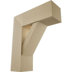 Ekena Millwork - BKTUR0756X22X26TRA05RCPR - Timberthane Faux Wood Traditional Style Bracket w/ Offset Brace, Block Ends, 7 1/2"W x 22"D x 26"H, Primed Tan