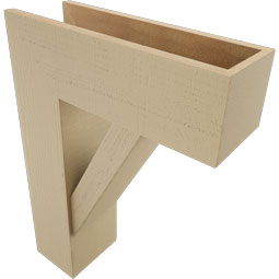 Ekena Millwork - BKTUR0756X22X30TRA05RCPR - Timberthane Faux Wood Traditional Style Bracket w/ Offset Brace, Block Ends, 7 1/2"W x 22"D x 30"H, Primed Tan