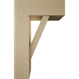 Ekena Millwork - BKTUR0756X22X34TRA05RCPR - Timberthane Faux Wood Traditional Style Bracket w/ Offset Brace, Block Ends, 7 1/2"W x 22"D x 34"H, Primed Tan
