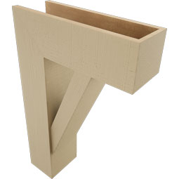 Ekena Millwork - BKTUR0756X22X34TRA05RCPR - Timberthane Faux Wood Traditional Style Bracket w/ Offset Brace, Block Ends, 7 1/2"W x 22"D x 34"H, Primed Tan