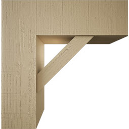 Ekena Millwork - BKTUR0756X24X24TRA05RCPR - Timberthane Faux Wood Traditional Style Bracket w/ Offset Brace, Block Ends, 7 1/2"W x 24"D x 24"H, Primed Tan