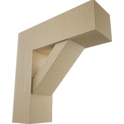 Ekena Millwork - BKTUR0756X24X24TRA05RCPR - Timberthane Faux Wood Traditional Style Bracket w/ Offset Brace, Block Ends, 7 1/2"W x 24"D x 24"H, Primed Tan