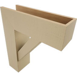 Ekena Millwork - BKTUR0756X24X28TRA05RCPR - Timberthane Faux Wood Traditional Style Bracket w/ Offset Brace, Block Ends, 7 1/2"W x 24"D x 28"H, Primed Tan