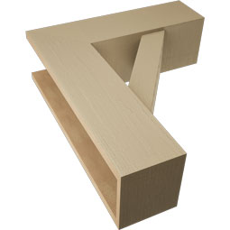 Ekena Millwork - BKTUR0756X24X28TRA05RCPR - Timberthane Faux Wood Traditional Style Bracket w/ Offset Brace, Block Ends, 7 1/2"W x 24"D x 28"H, Primed Tan