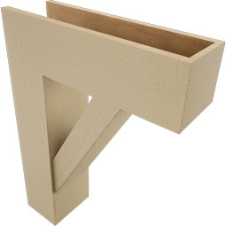 Ekena Millwork - BKTUR0756X24X32TRA05RCPR - Timberthane Faux Wood Traditional Style Bracket w/ Offset Brace, Block Ends, 7 1/2"W x 24"D x 32"H, Primed Tan