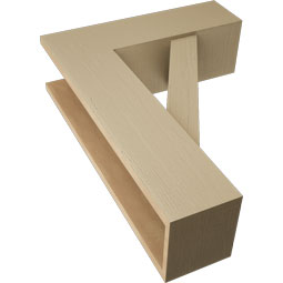 Ekena Millwork - BKTUR0756X24X32TRA05RCPR - Timberthane Faux Wood Traditional Style Bracket w/ Offset Brace, Block Ends, 7 1/2"W x 24"D x 32"H, Primed Tan