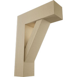 Ekena Millwork - BKTUR0756X24X32TRA05RCPR - Timberthane Faux Wood Traditional Style Bracket w/ Offset Brace, Block Ends, 7 1/2"W x 24"D x 32"H, Primed Tan